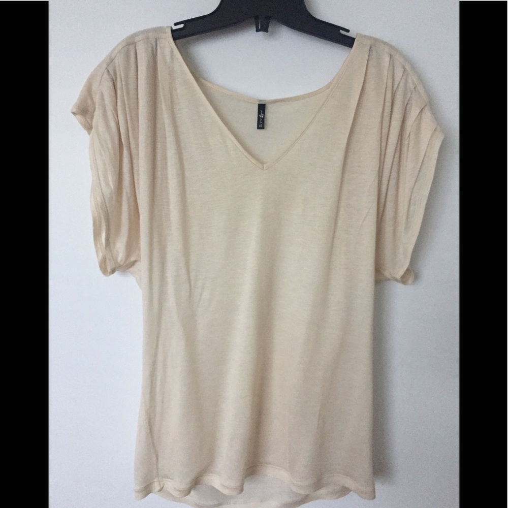 7 for all Mankind rayon top with draped sleeves.